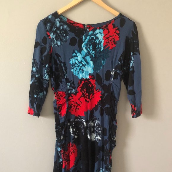Phase 8 Multi-Floral Midi Side-Ruching Dress - Picture 1 of 4